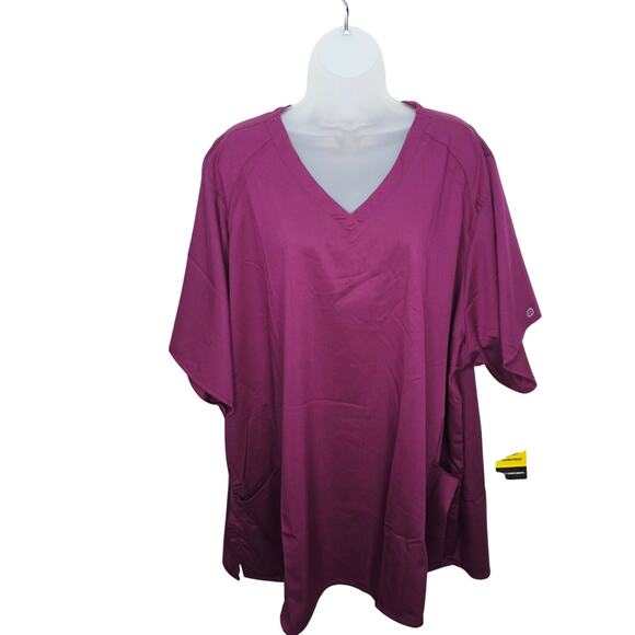 Wonder Wink Women's 4-Pocket V-Neck Short Sleeve Scrub Top #6319 Wine Color 5XL - Picture 1 of 15
